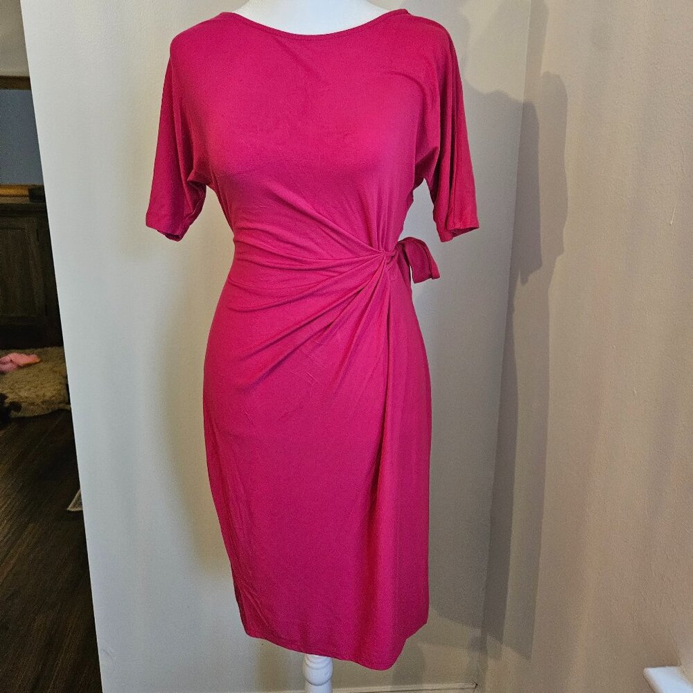 Ann Taylor Wrap Tie-Front Dress, Pink, Size XSP